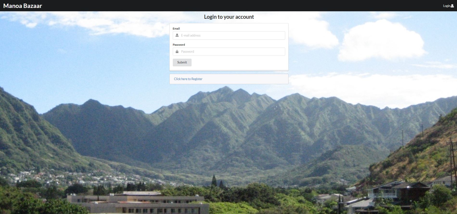 Login page